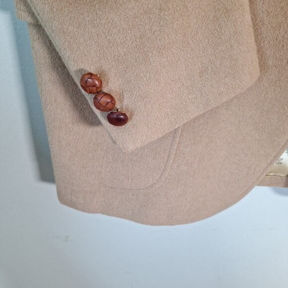 Vintage 70s Camel Tan 2 Button Sport Coat Blazer Jacket Men 41 R Neutral Retro - Picture 4 of 10